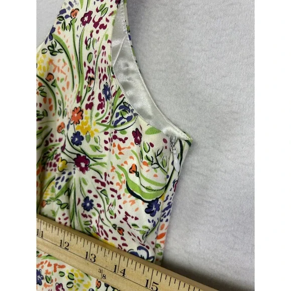 Cottagecore Petite Sophisticate Women 2P White Floral Sleeveless Sheath Dress - Picture 4 of 9